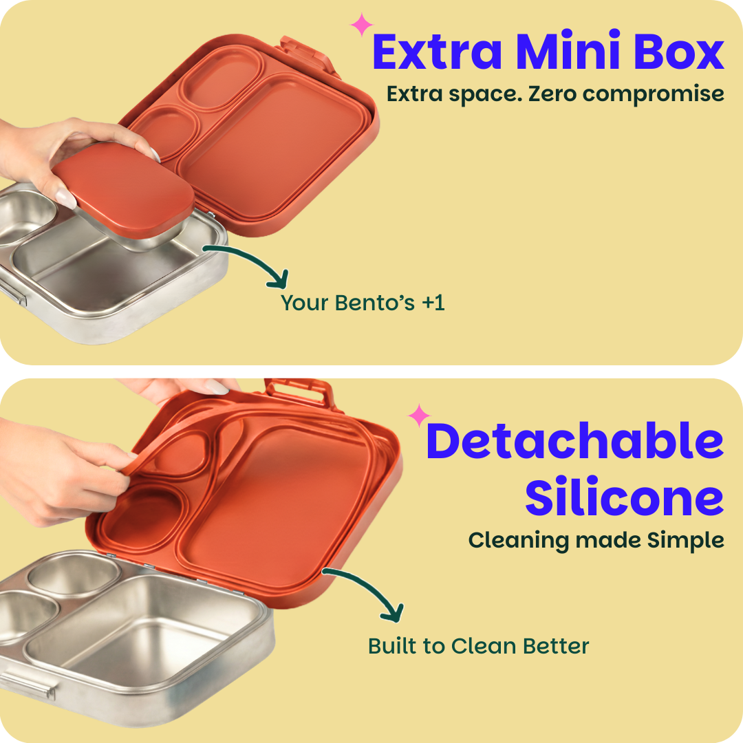 3+1 Compartment Stainless steel Lunchbox with Mini Box - Jaipuri Jaali