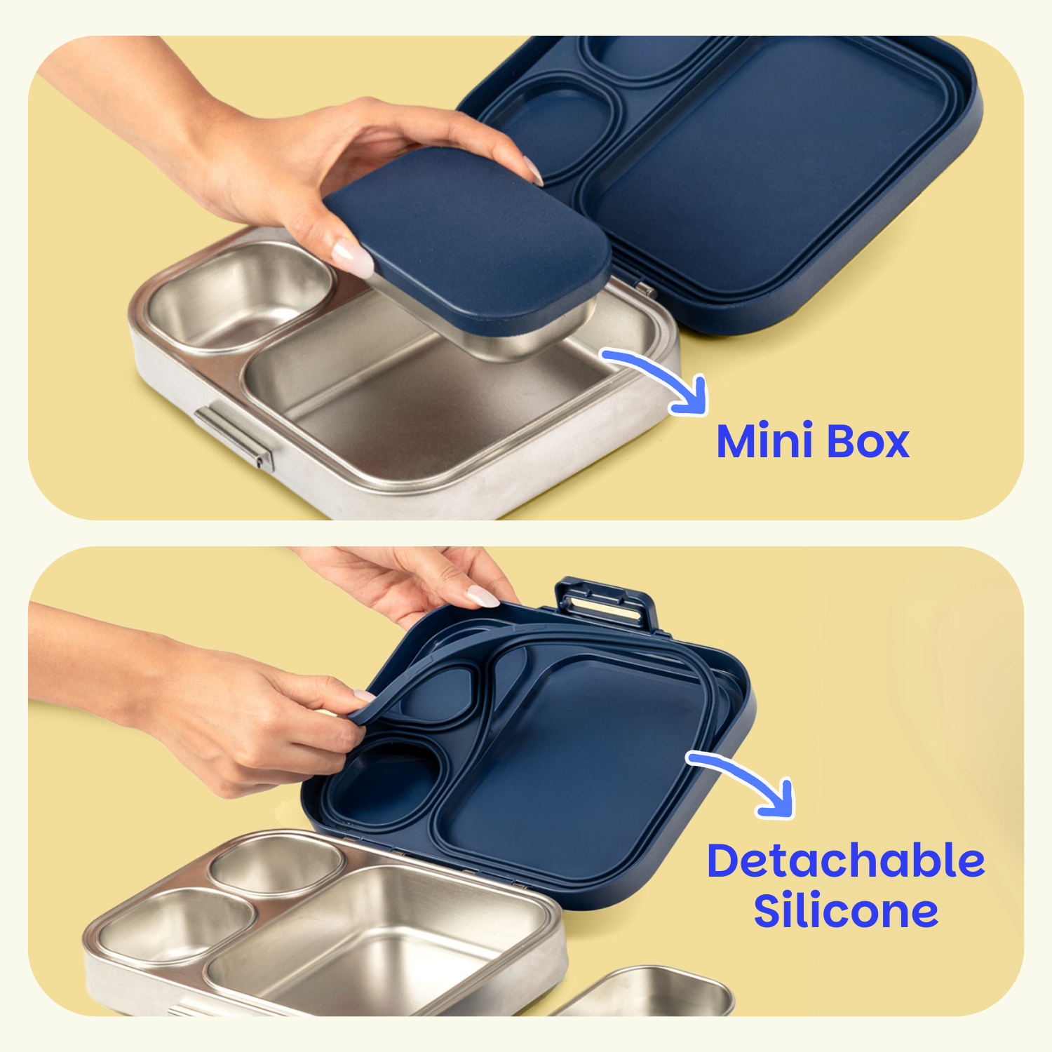 4 Compartment Stainless steel Lunchbox with Mini Box - Sakura Bloom