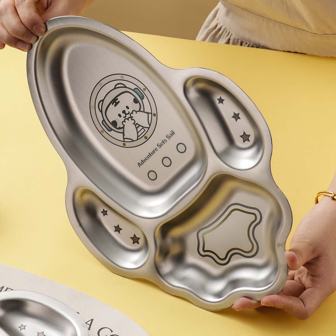 4 Compartment Stainless steel Rocket Plate - Tiger
