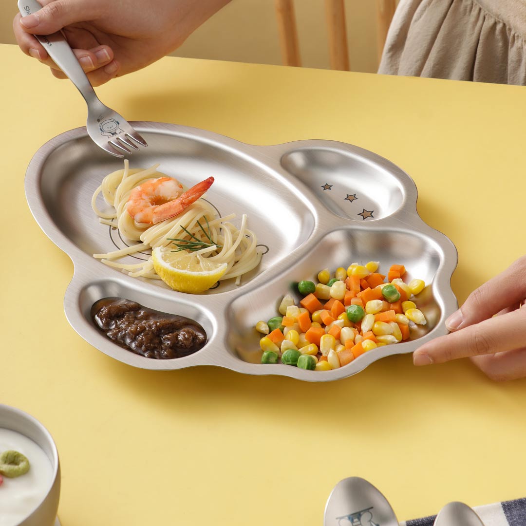 4 Compartment Stainless steel Rocket Plate - Tiger