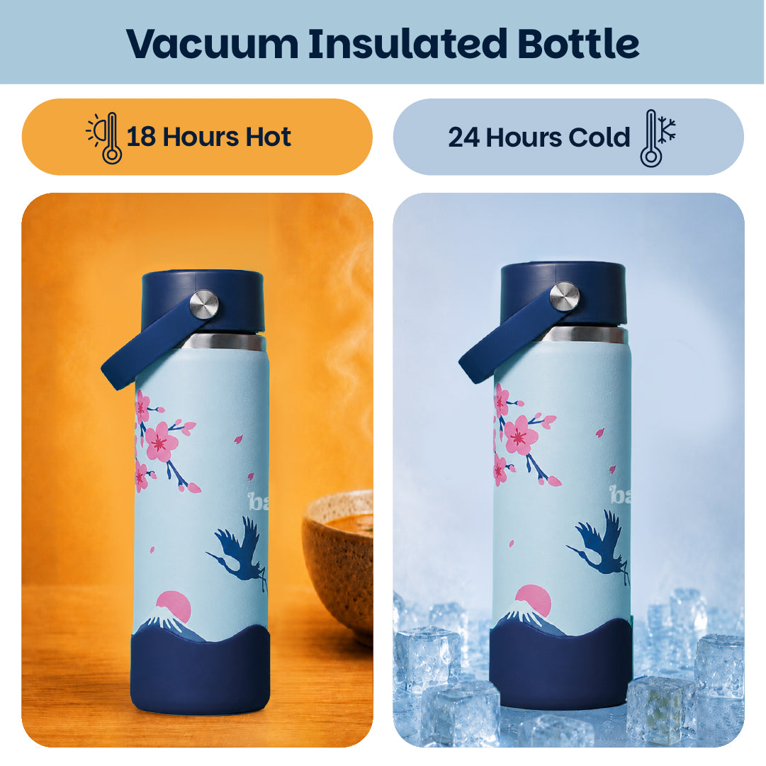School Combo- Set of Water Bottle and Lunch Box Sakura