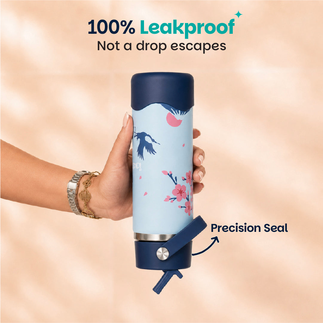 Insulated Stainless steel Sipper with Carry Handle - Sakura Bloom