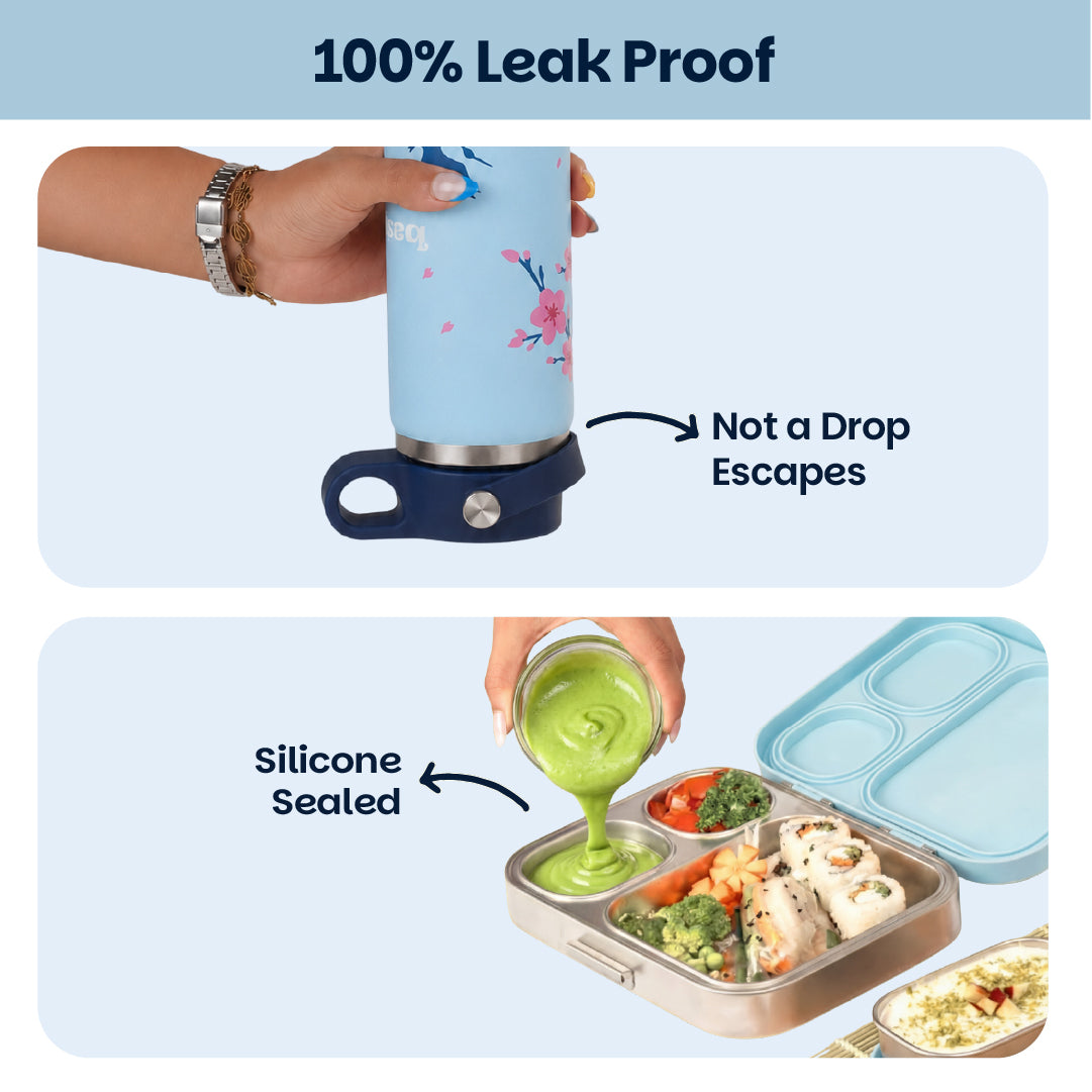 School Combo- Set of Water Bottle and Lunch Box Sakura