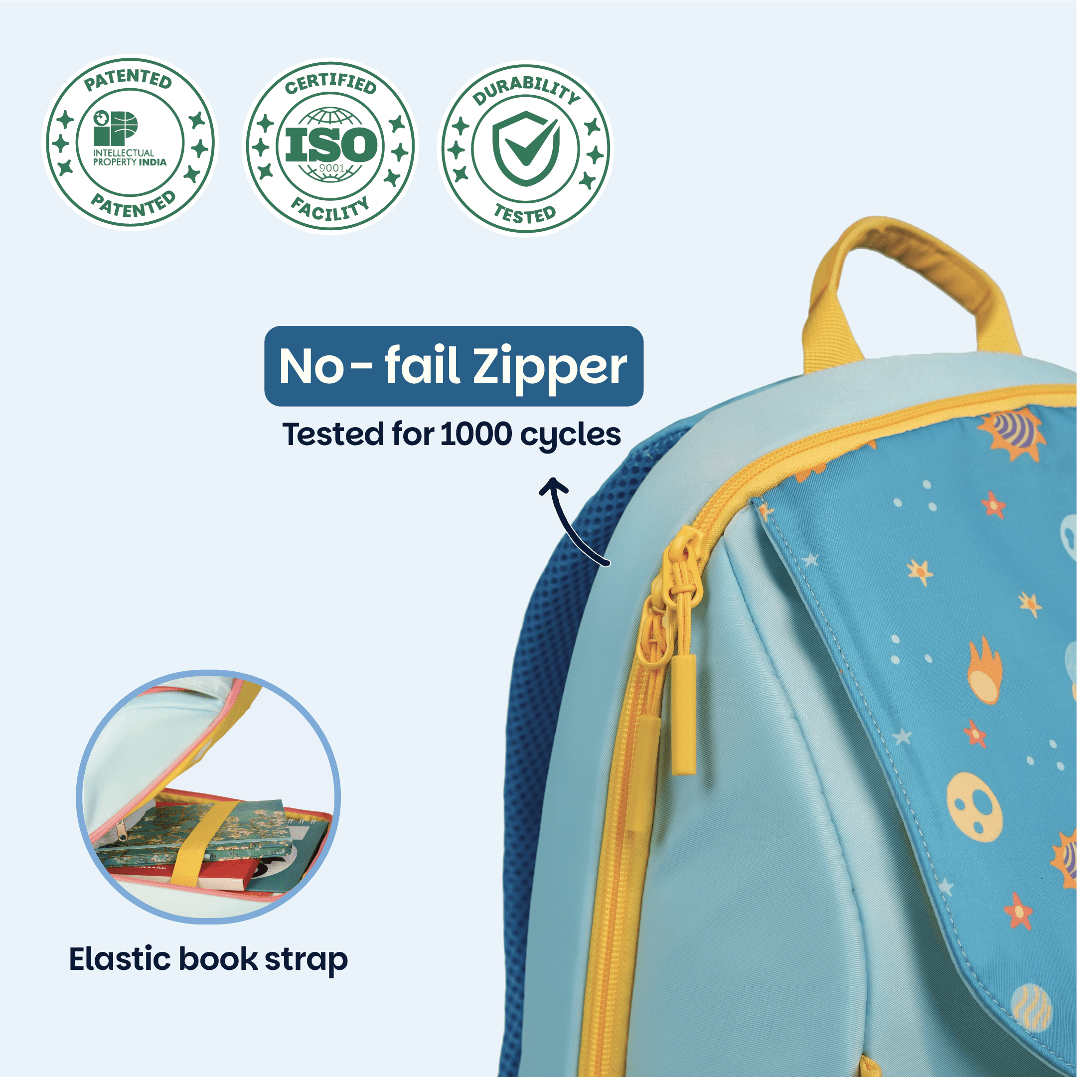 School backpack for Grades 1 to 5 with 4 spacious compartments - Super Swoosh