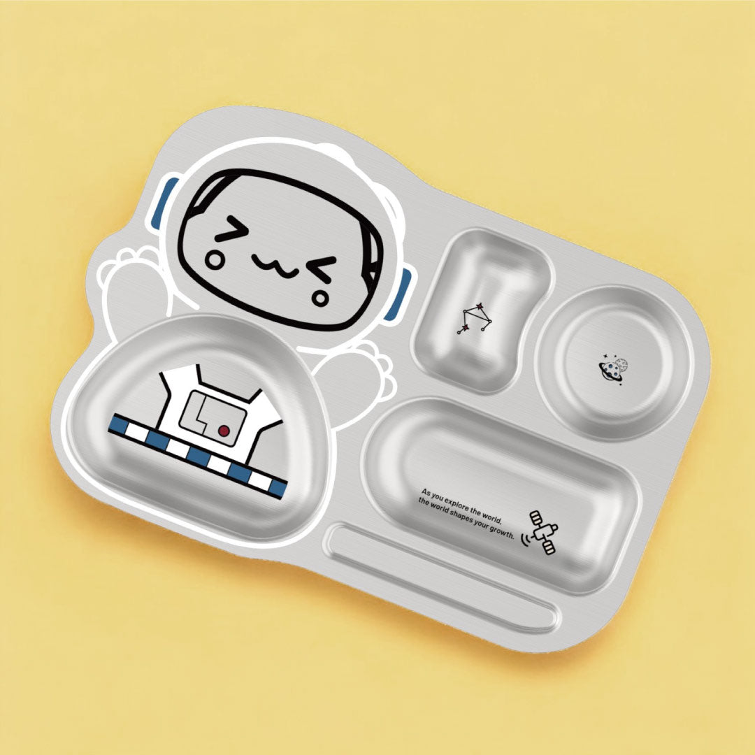 4 Compartment Stainless steel Spaceship Plate - Dino