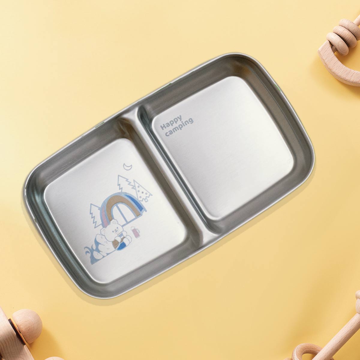 2 Compartment Snack Dip Plate - Bear