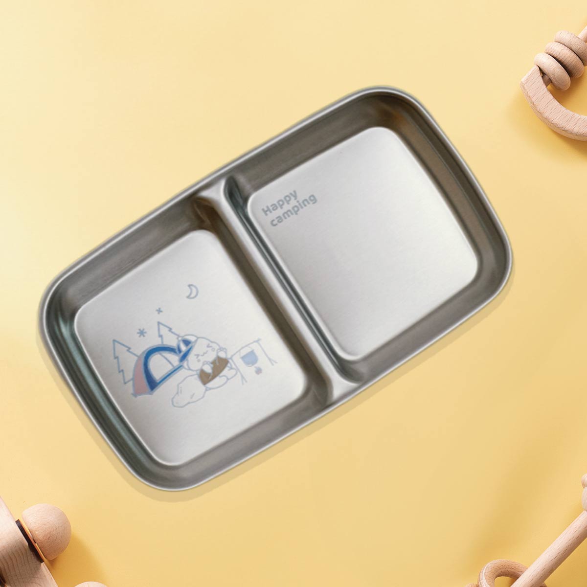 2 Compartment Snack Dip Plate - Dino