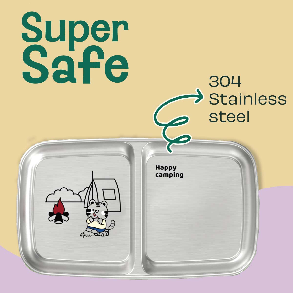 2 Compartment Snack Dip Plate - Tiger