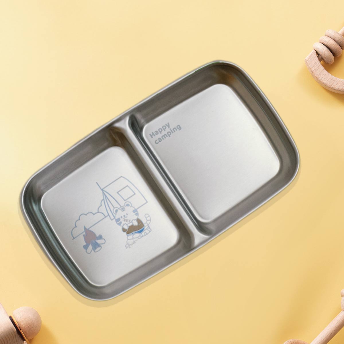 2 Compartment Snack Dip Plate - Tiger