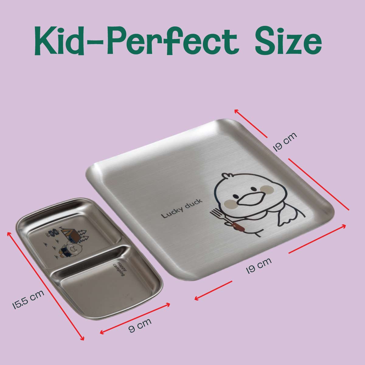 Set of 2 Stainless steel Snack plates - Tiger