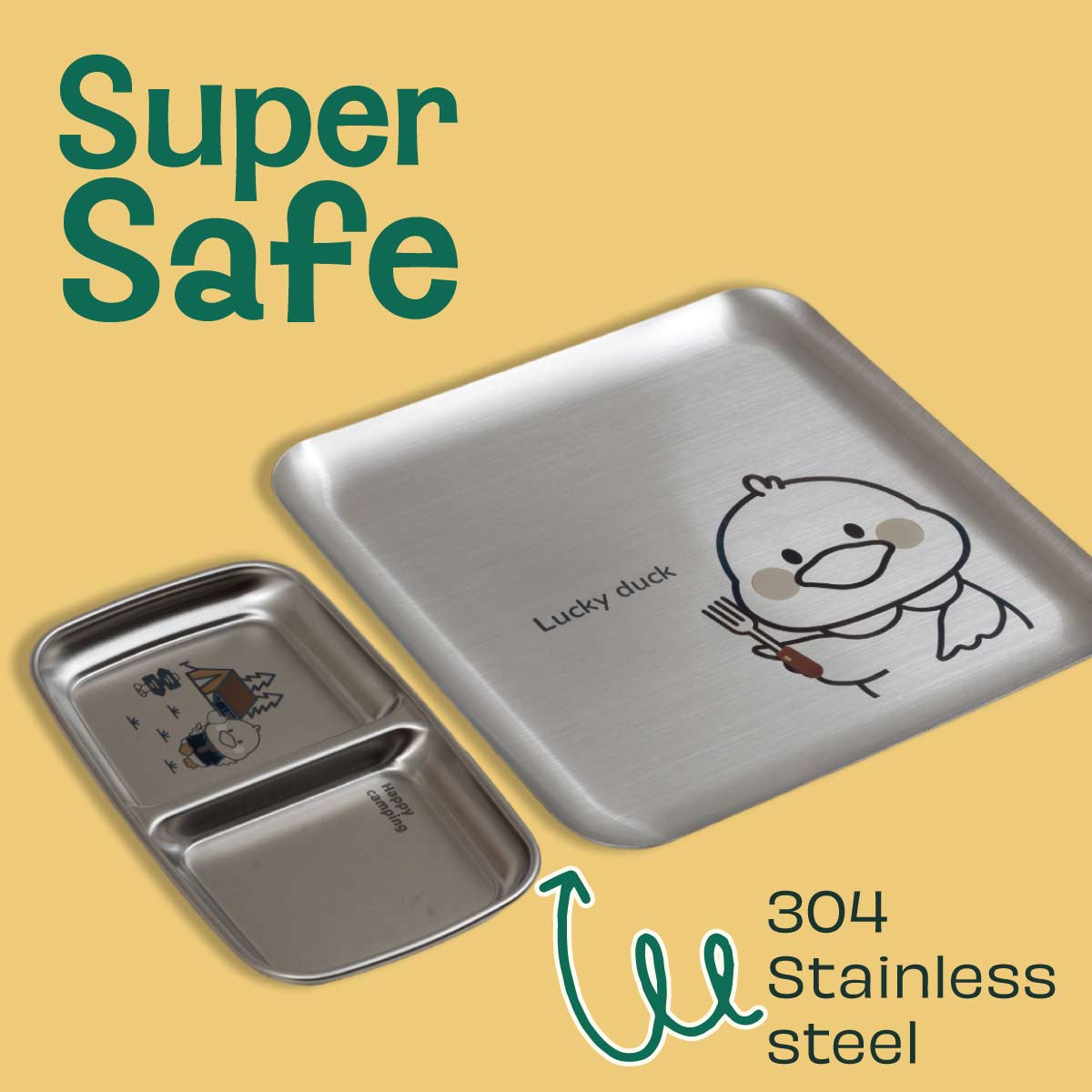 Set of 2 Stainless steel Snack plates - Tiger