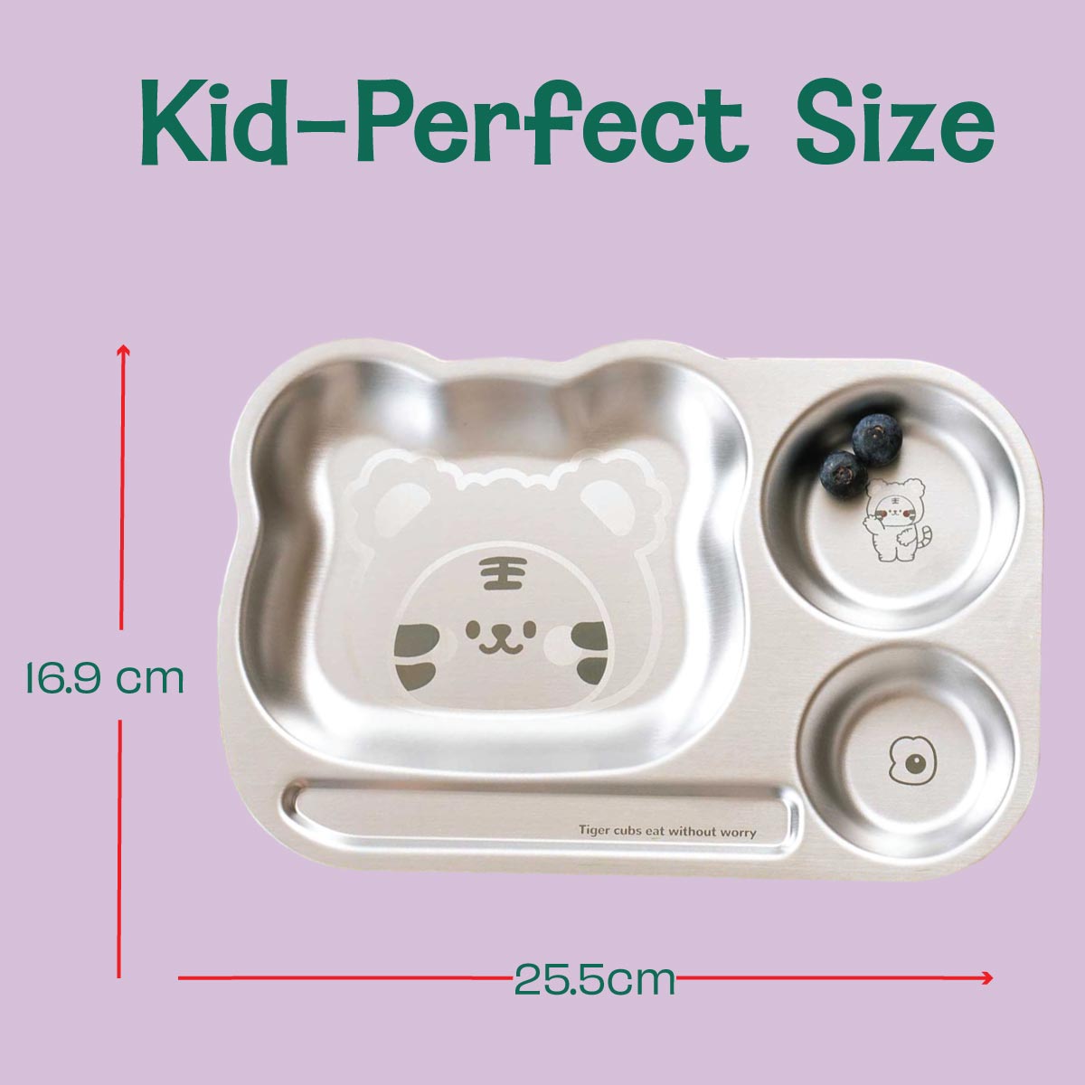 3 Compartment Stainless steel Dinner Plate - Bear