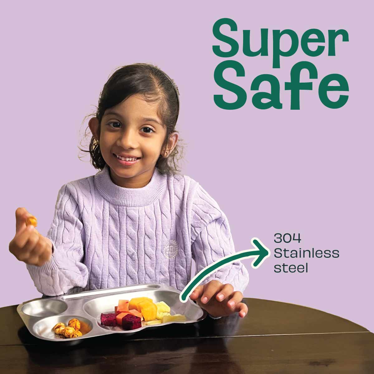 3 Compartment Stainless steel Dinner Plate - Bear