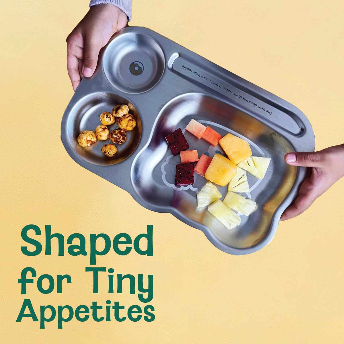 3 Compartment Stainless steel Dinner Plate - Bear