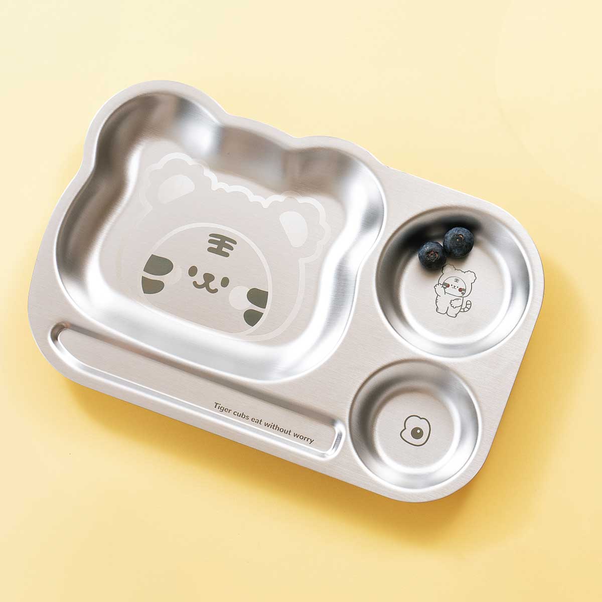 3 Compartment Stainless steel Dinner Plate - Tiger