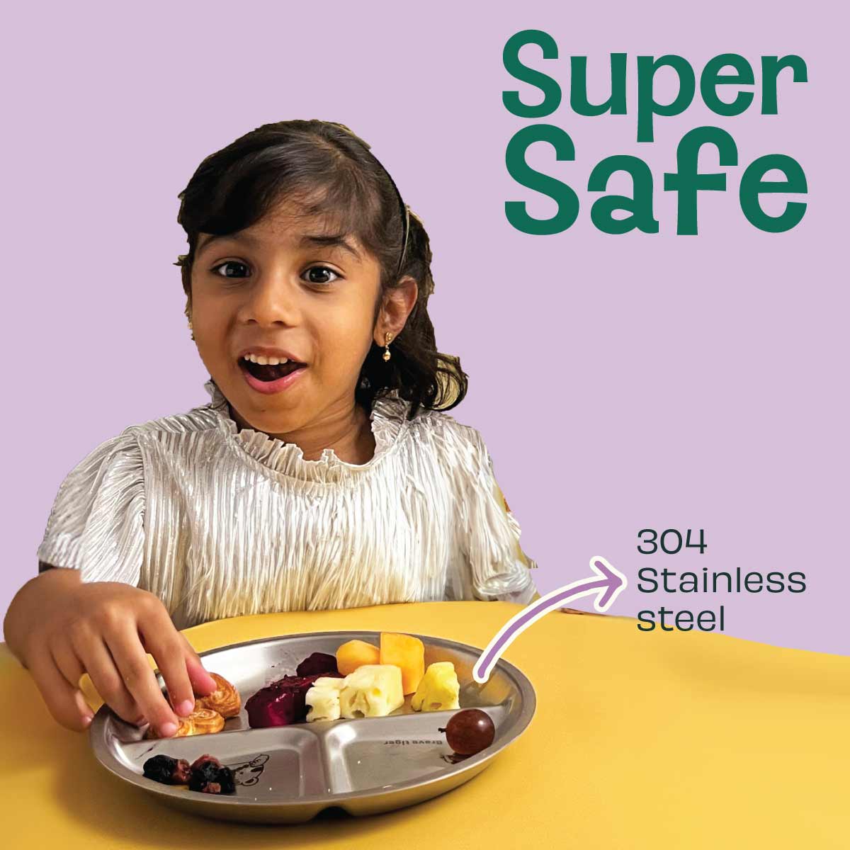 3 Compartment Stainless steel Wheel Plate - Dino