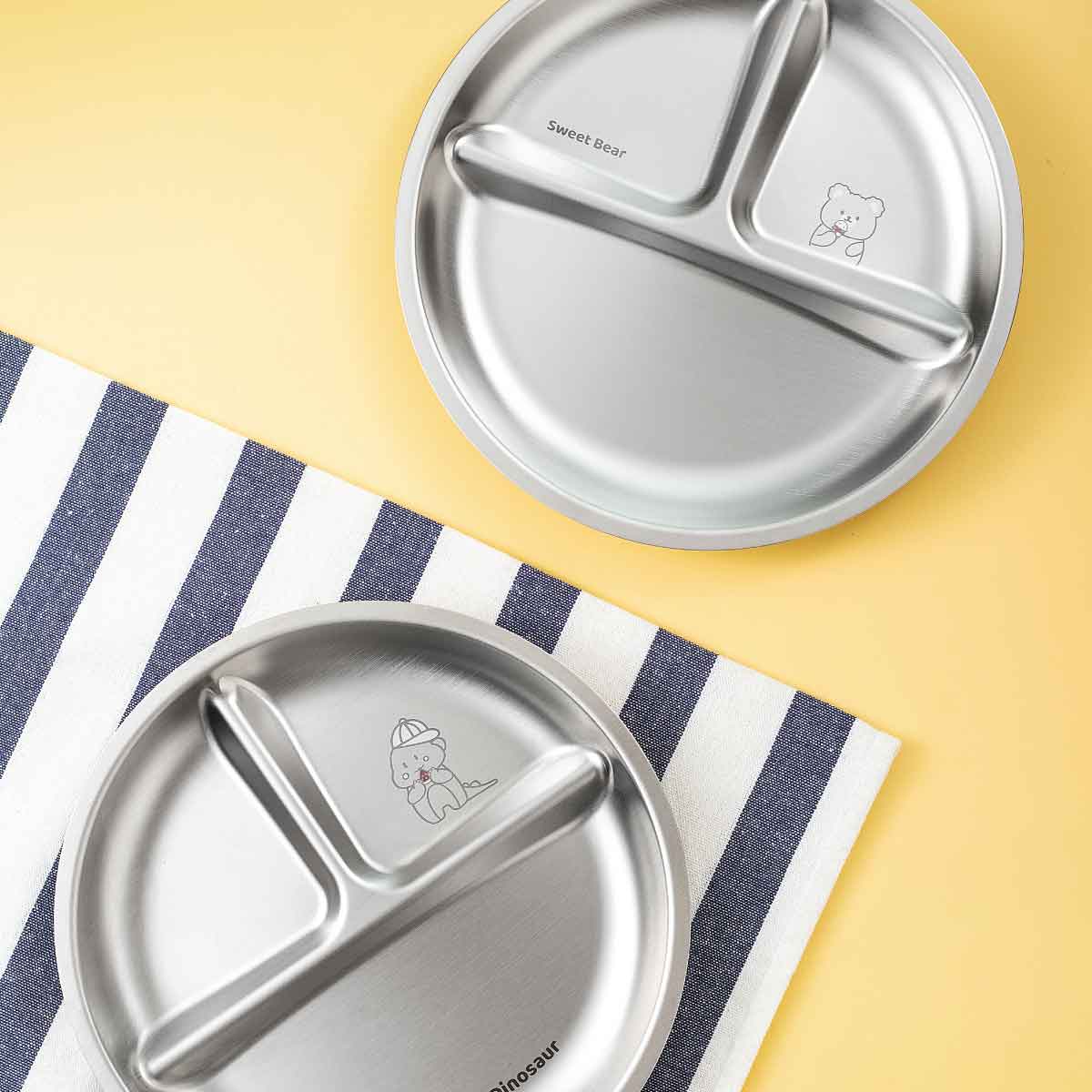 3 Compartment Stainless steel Wheel Plate - Dino