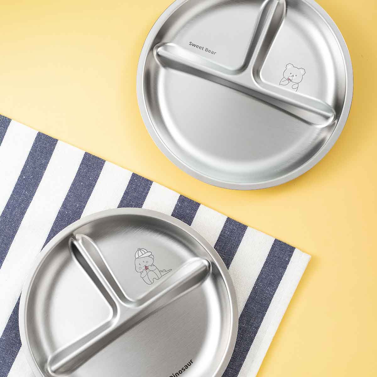 3 Compartment Stainless steel Wheel Plate - Duck