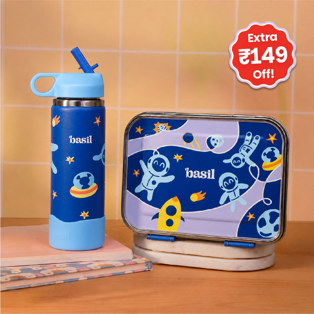 School Combo- Set of Water Bottle and Lunch Box Super Swoosh