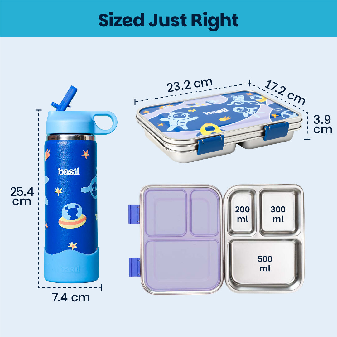 School Combo- Set of Water Bottle and Lunch Box Super Swoosh