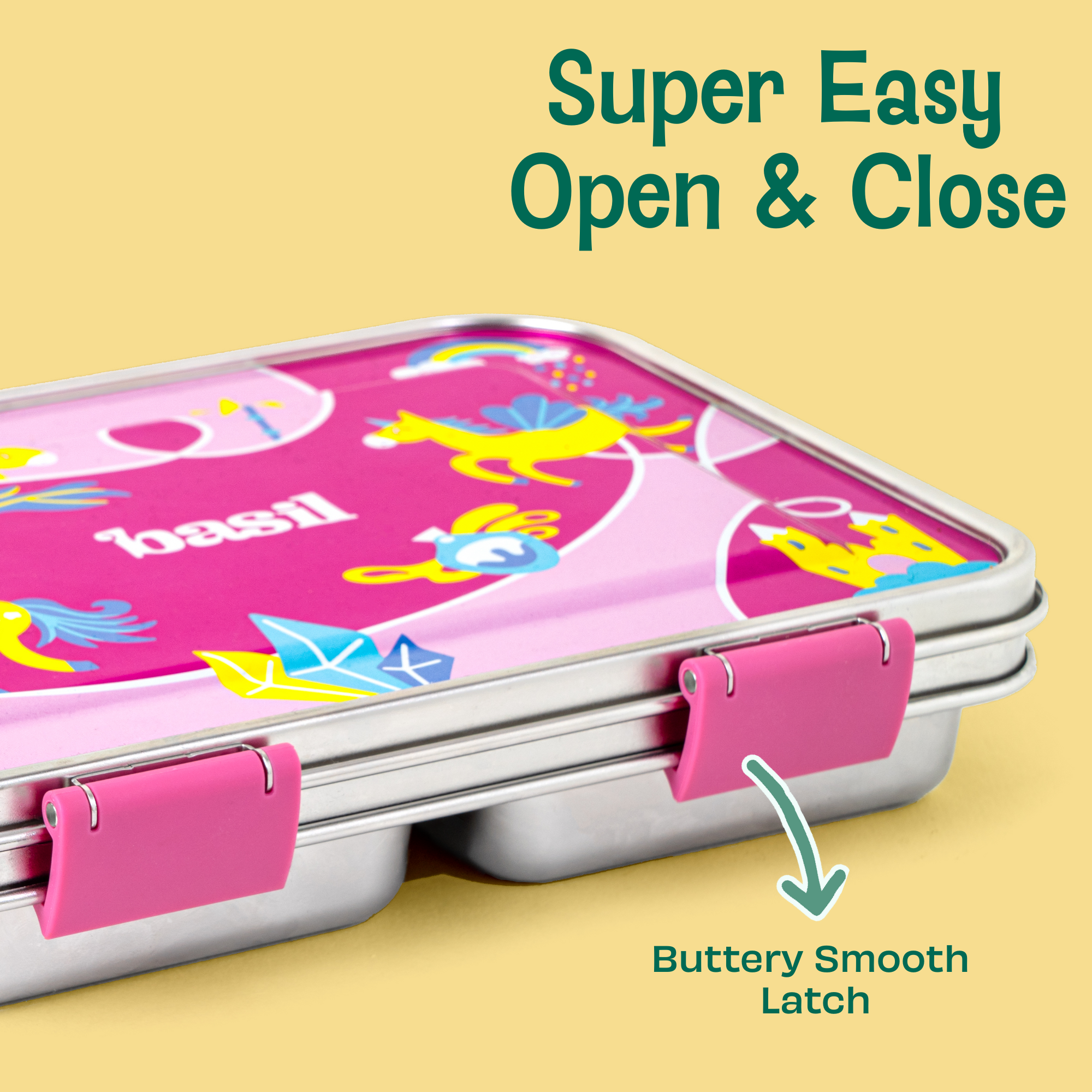 3 Compartment easy open-close Lunchbox - Classic Matcha