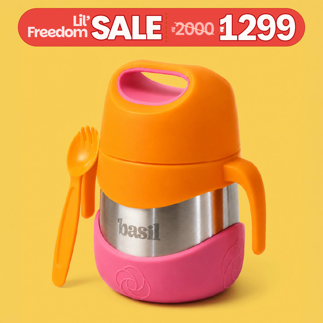 Insulated Food Jar with Carry handle & Spork - Peach