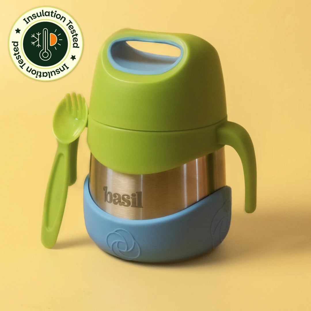 Insulated Food Jar with Carry handle & Spork - Blueberry