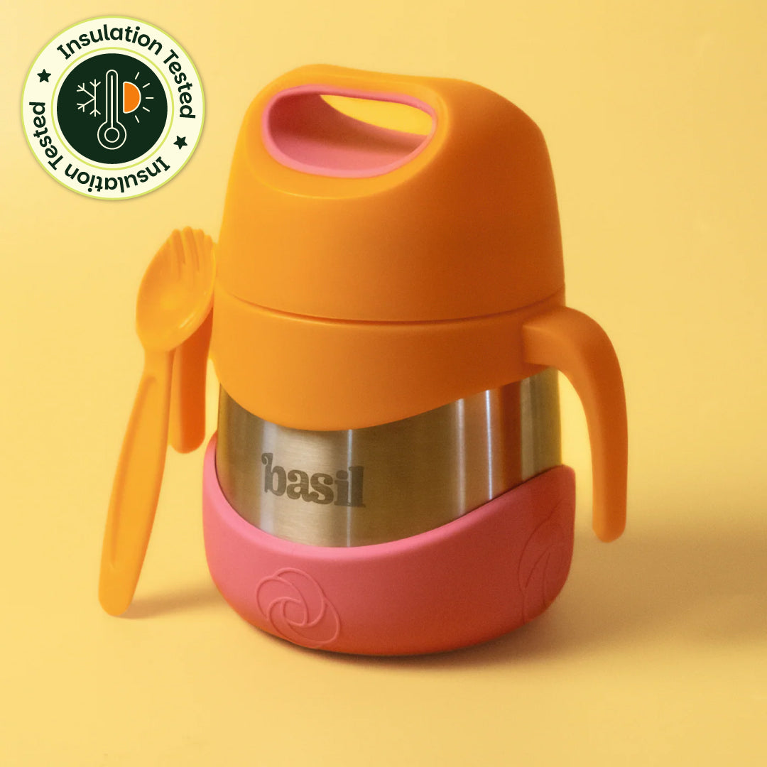 Insulated Food Jar with Carry handle & Spork - Peach