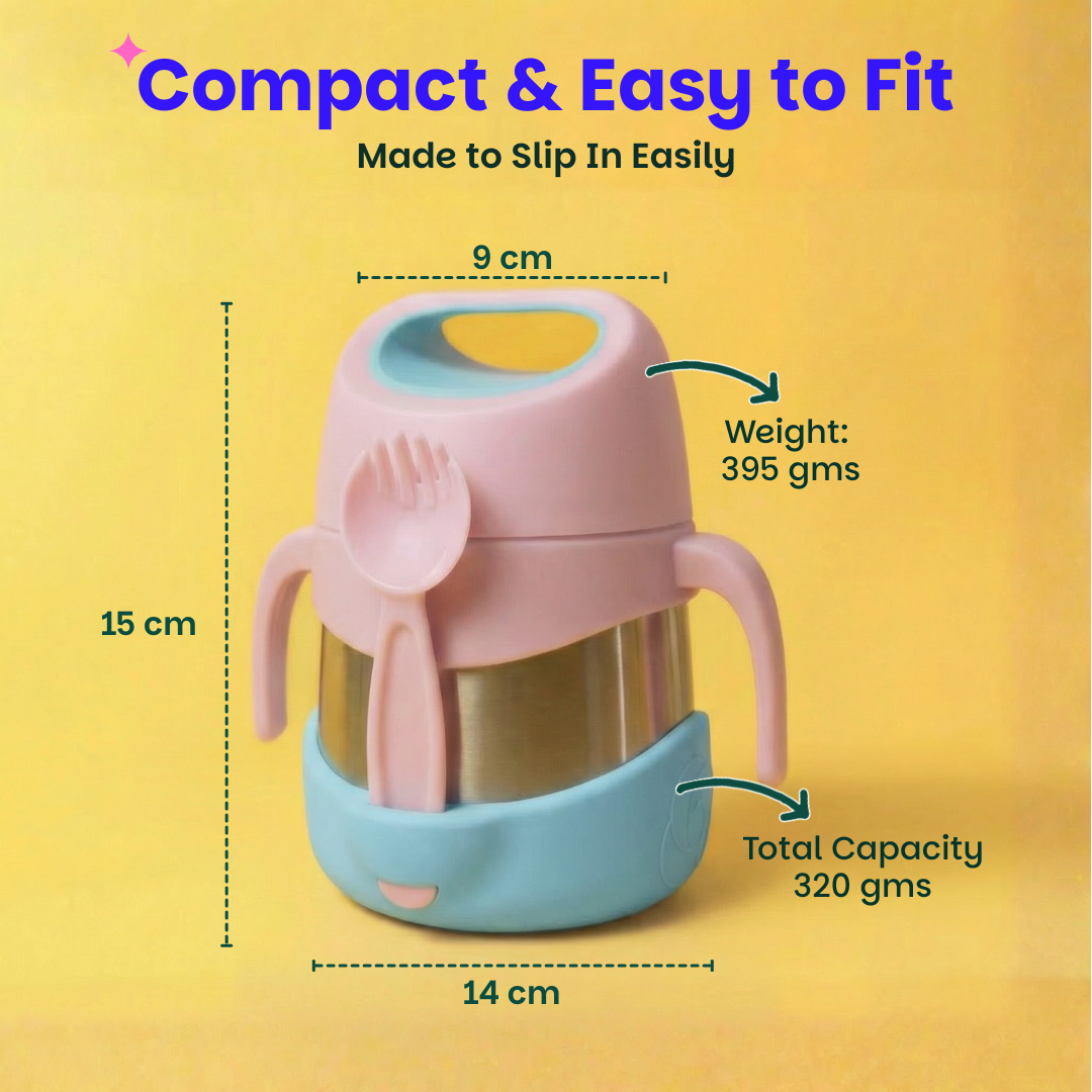 Insulated Food Jar with Carry handle & Spork - Guava