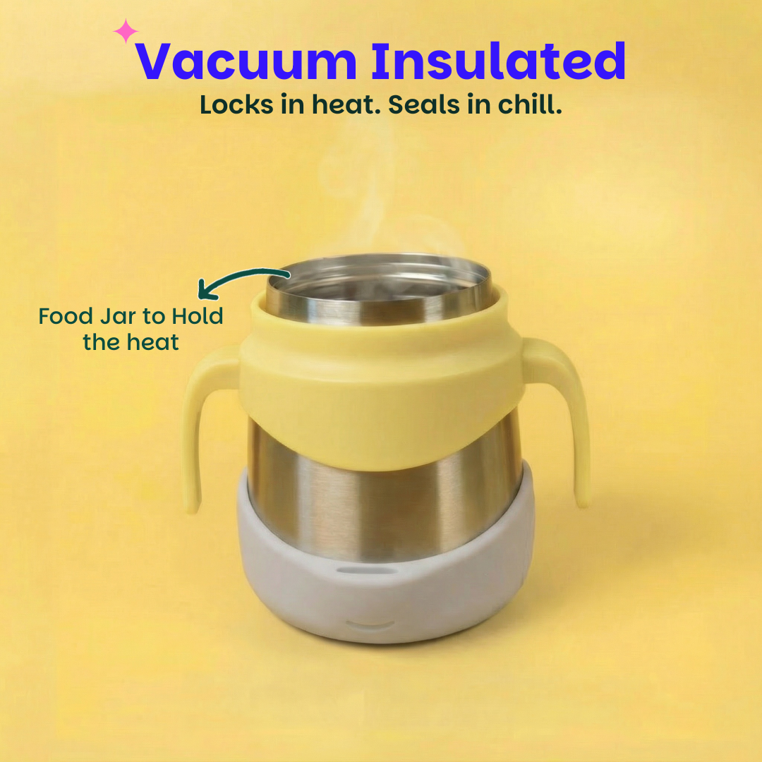 Insulated Food Jar with Carry handle & Spork - Lemon