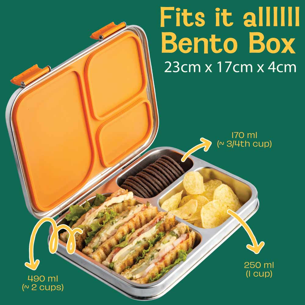 3 Compartment Stainless steel Lunchbox - Cloud Hopper