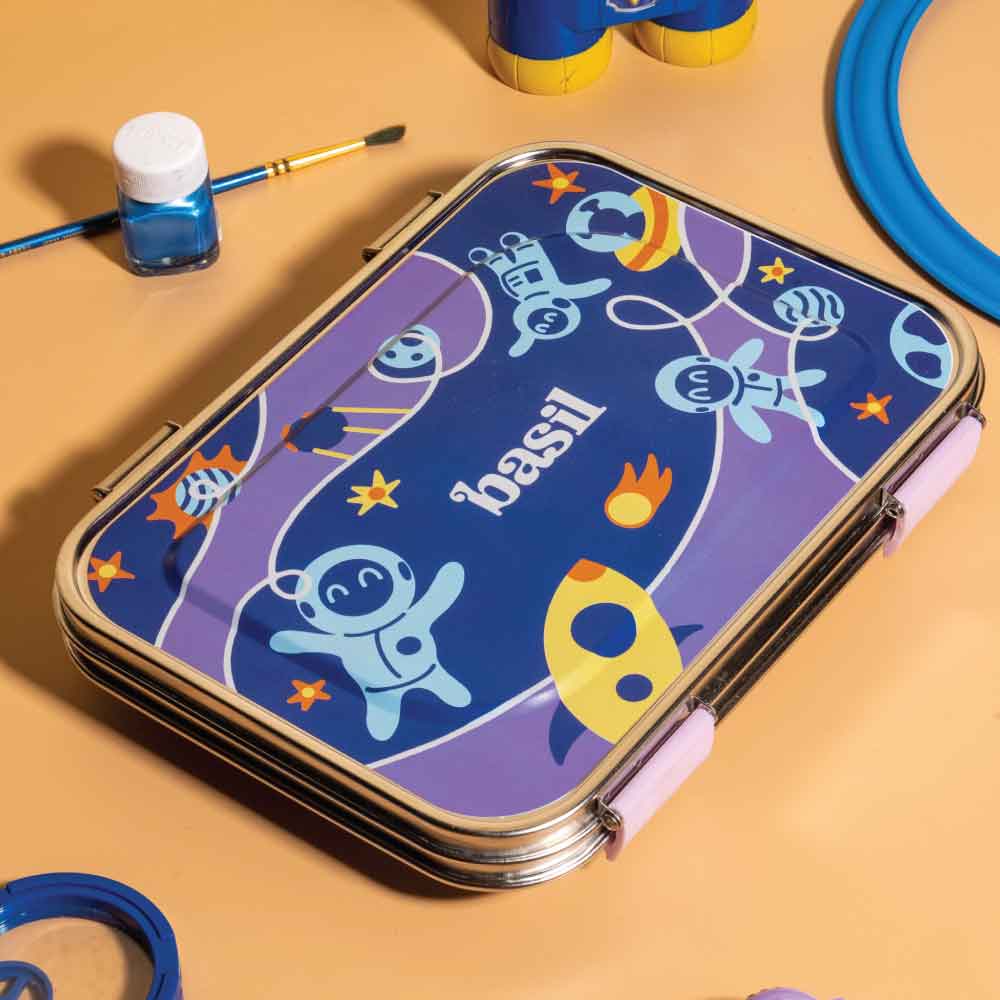 3 Compartment Stainless steel Lunchbox - Super Swoosh