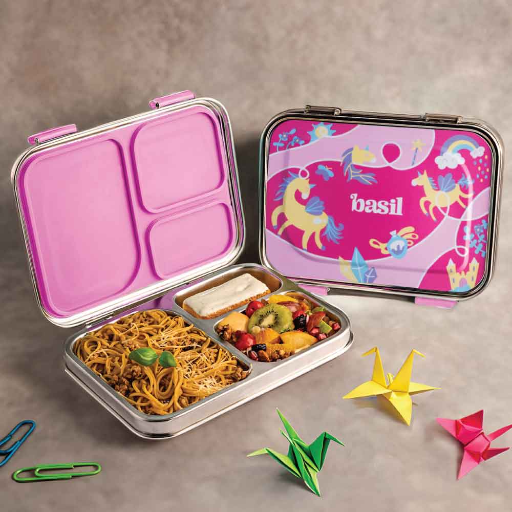 3 Compartment Stainless steel Lunchbox - Pixie Dash