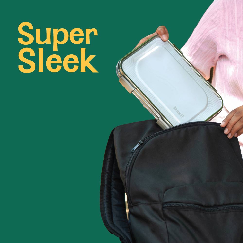 3 Compartment Stainless steel Lunchbox - Classic Black