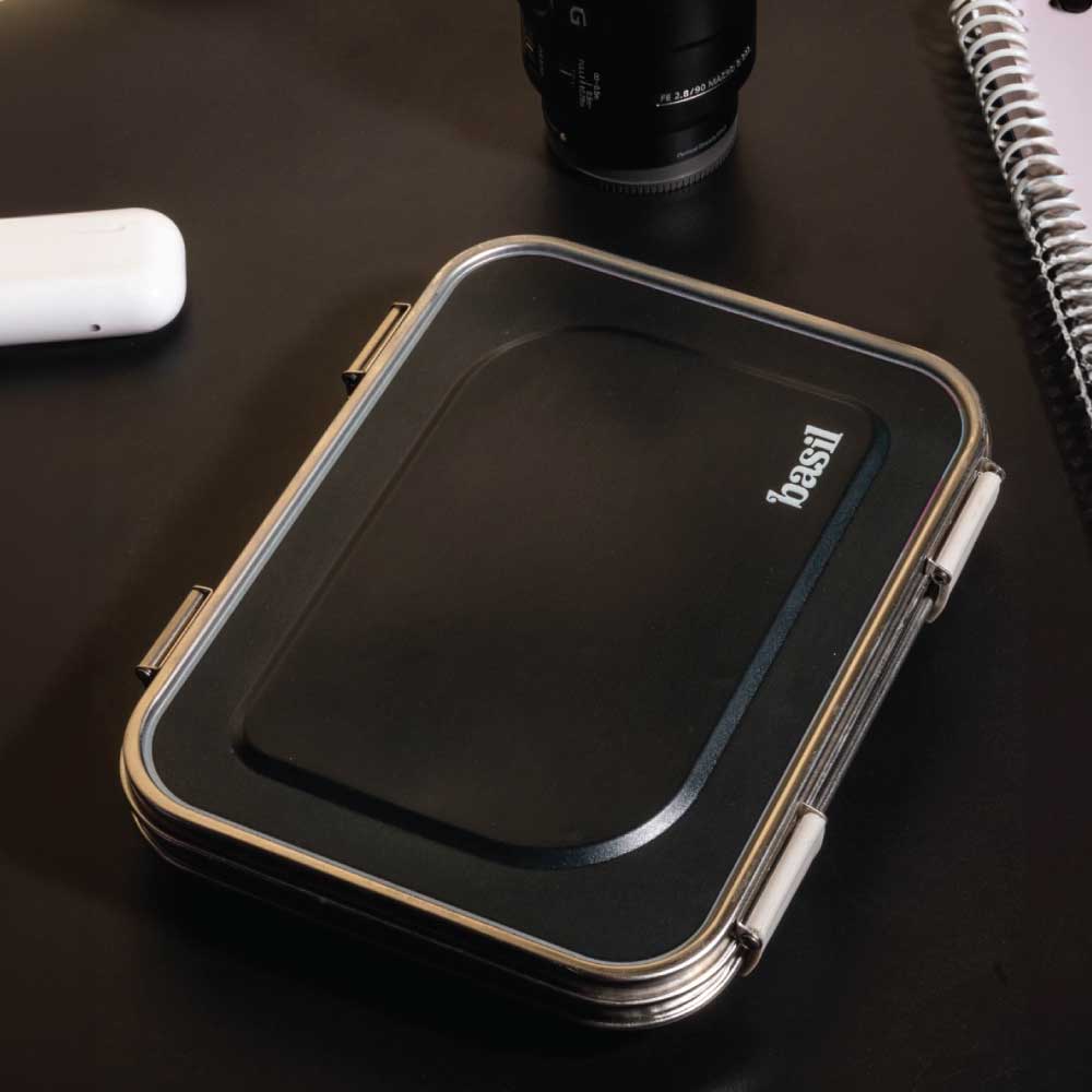 3 Compartment Stainless steel Lunchbox - Classic Black