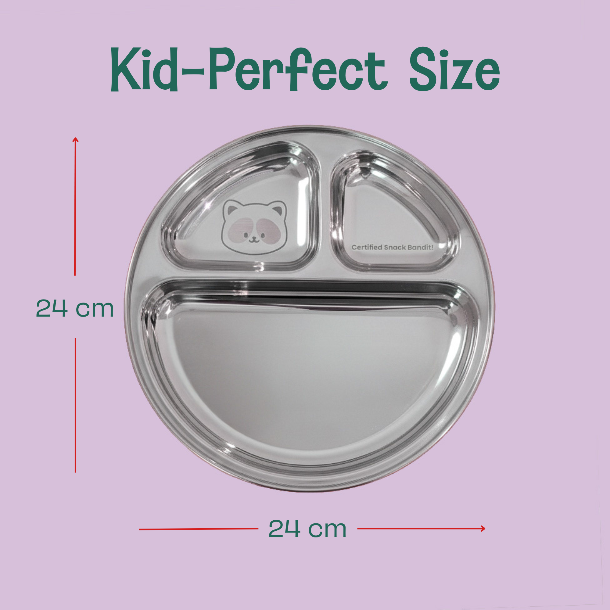 3 Compartment Stainless steel Wheel Plate - Rocky