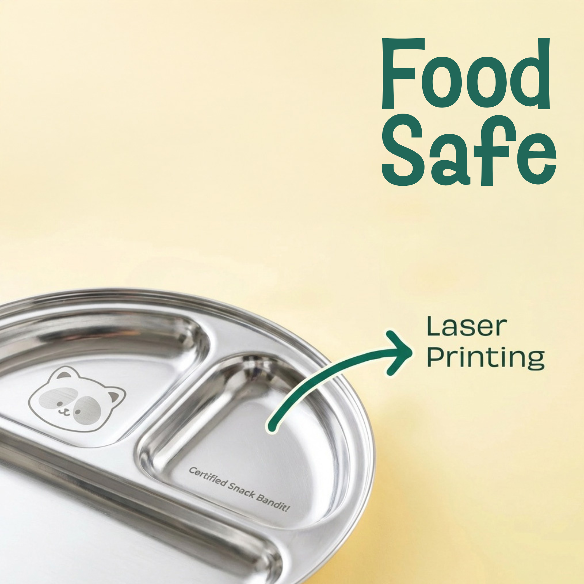 3 Compartment Stainless steel Wheel Plate - Rocky