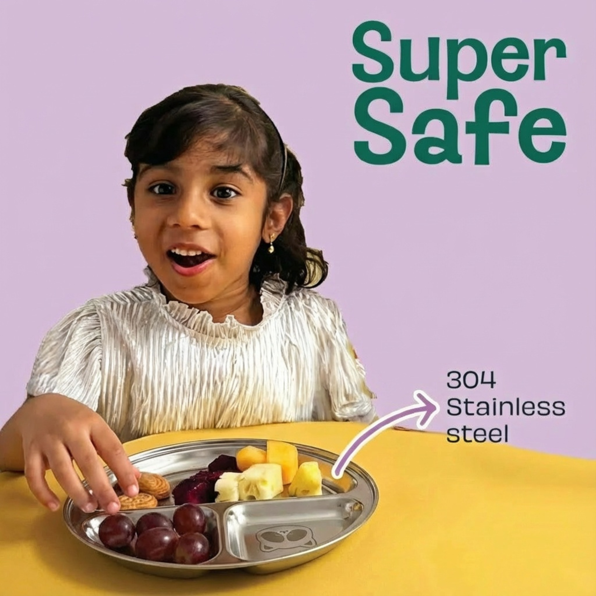 3 Compartment Stainless steel Wheel Plate - Rocky