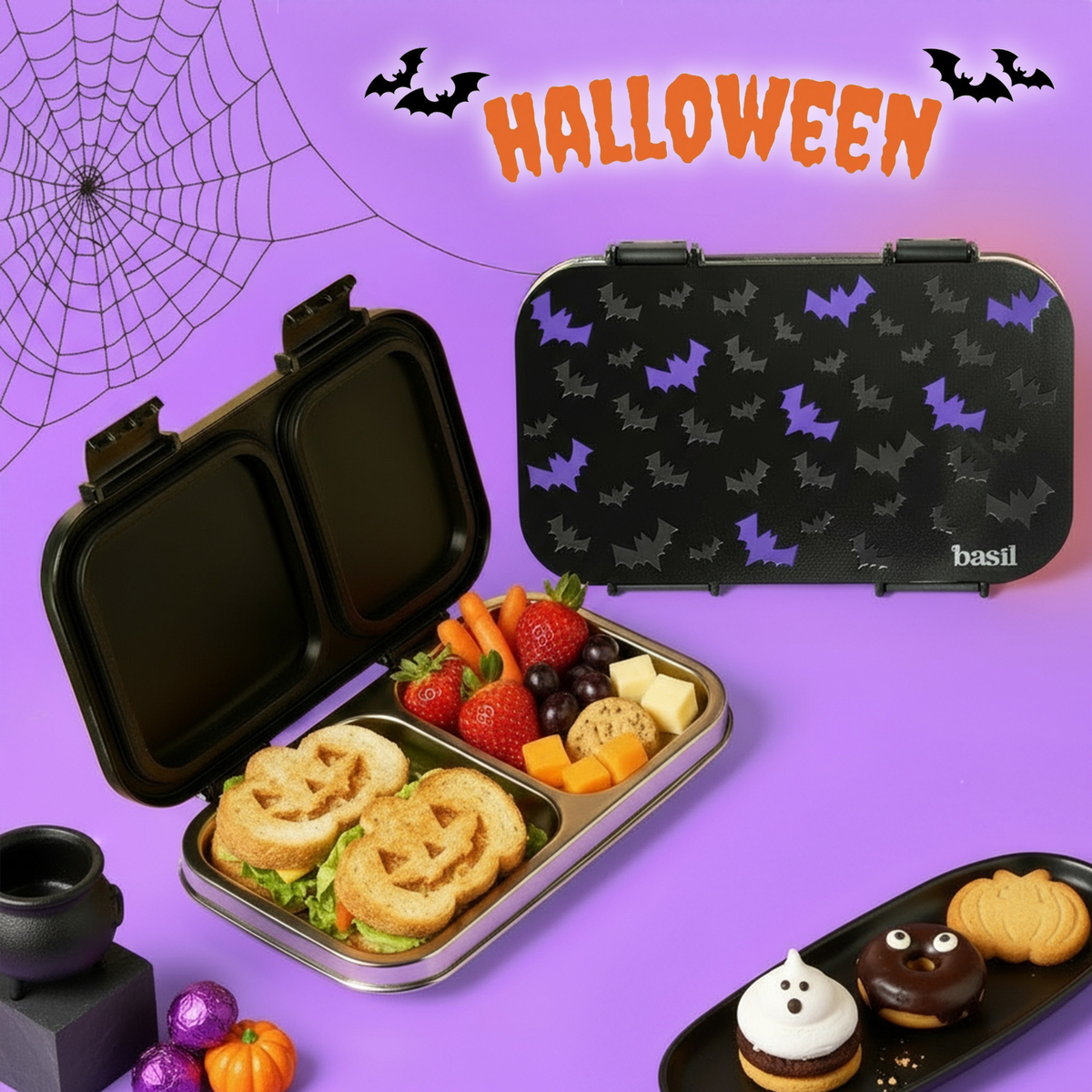 2 Compartment Stainless steel Lunchbox with Plastic Lid - Winged Mischief