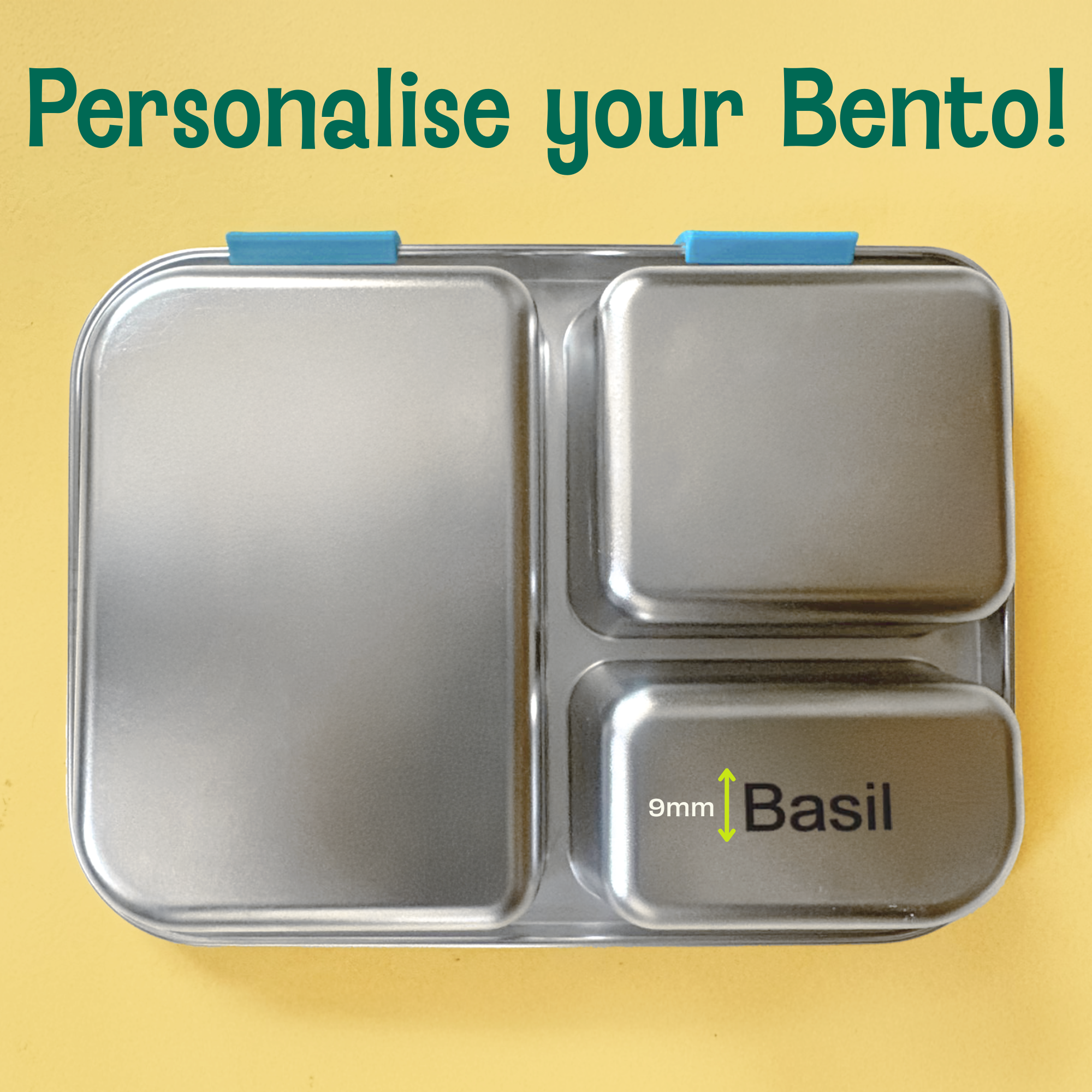 3 Compartment Stainless steel Lunchbox - Classic Grey