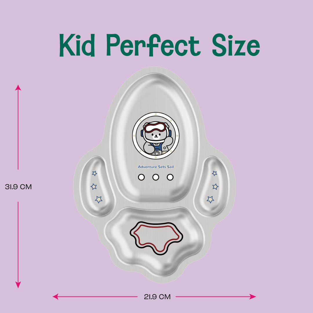 4 Compartment Stainless steel Rocket Plate - Bear
