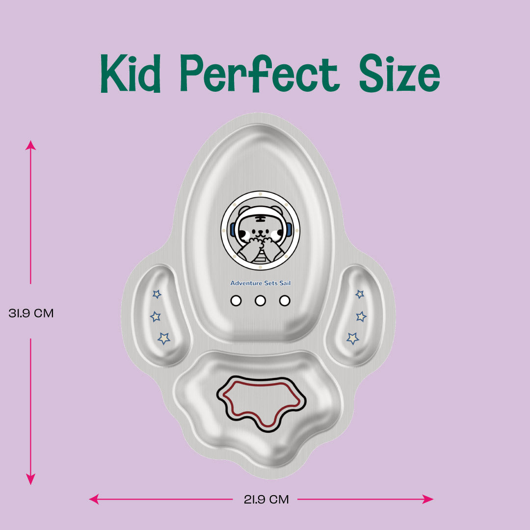 4 Compartment Stainless steel Rocket Plate - Tiger