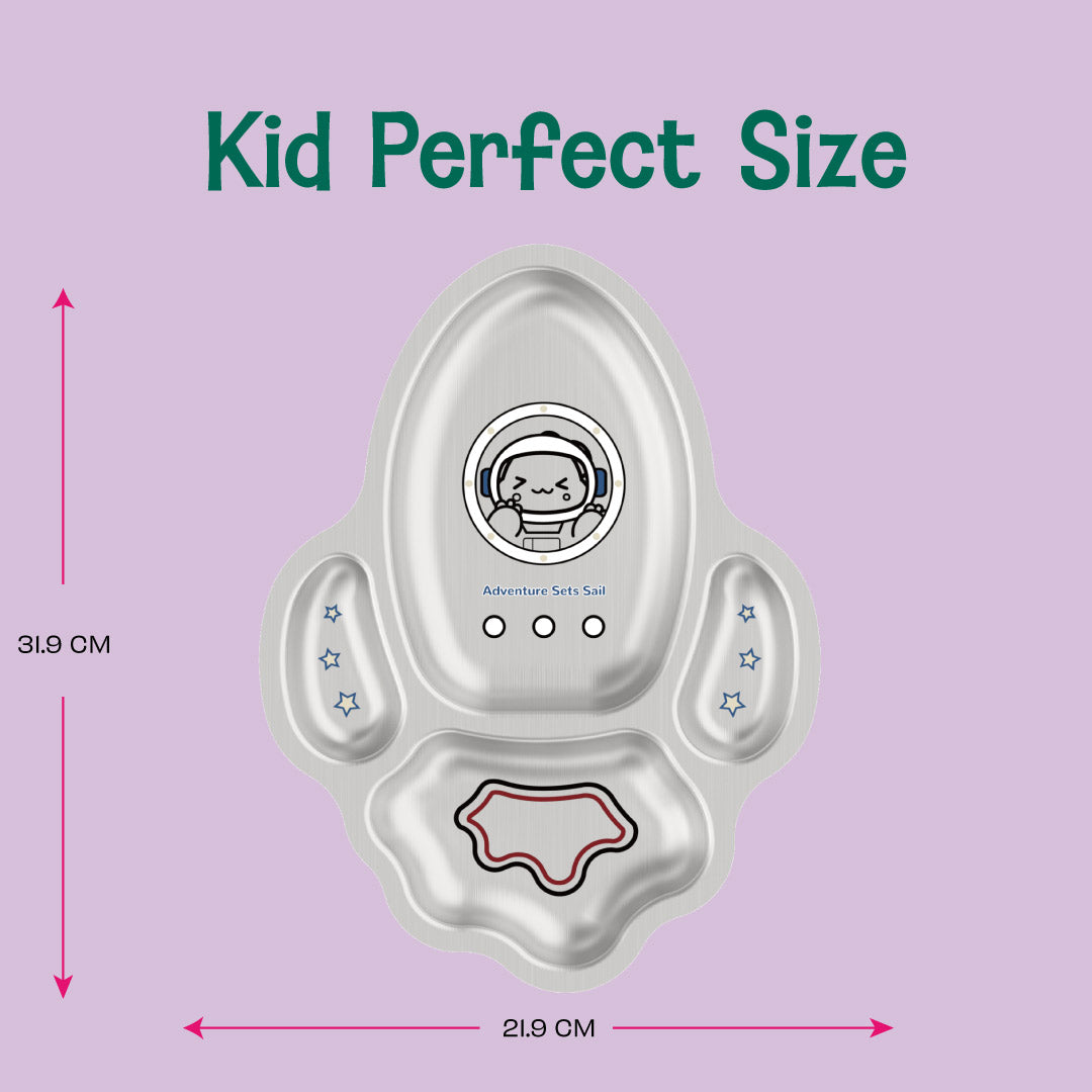 4 Compartment Stainless steel Rocket Plate - Dino