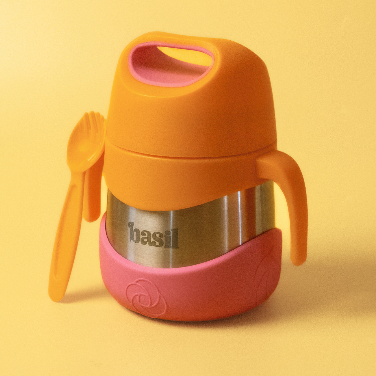 Insulated Jar with Carry handle & Spork - Peach