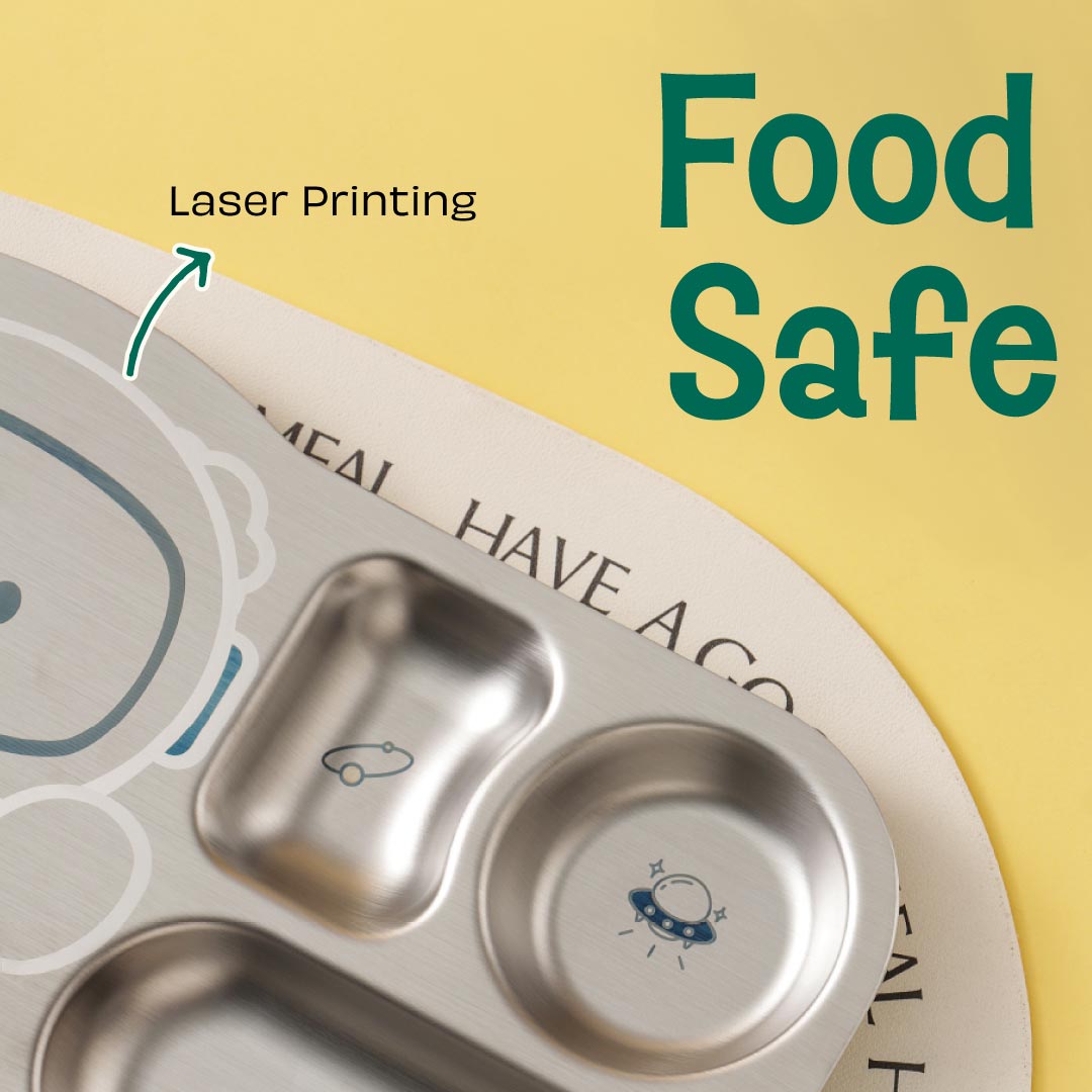 4 Compartment Stainless steel Spaceship Plate - Tiger