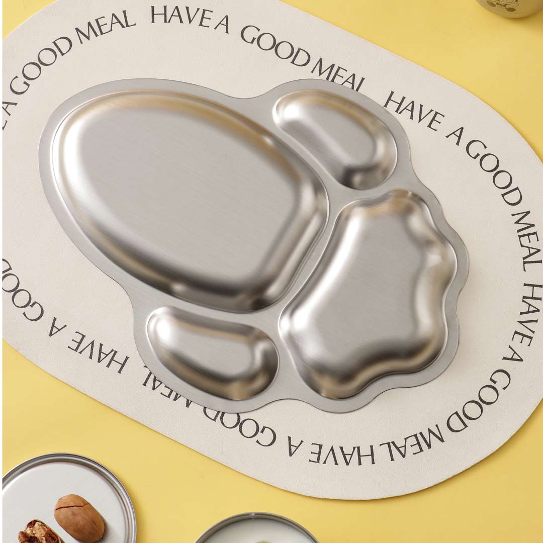 4 Compartment Stainless steel Rocket Plate - Dino