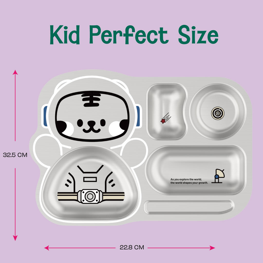 4 Compartment Stainless steel Spaceship Plate - Tiger
