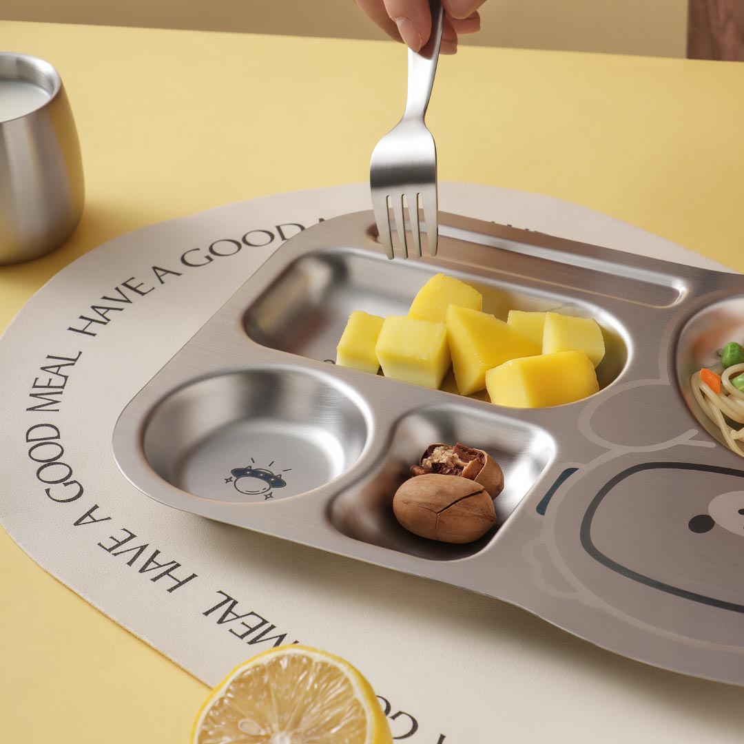 4 Compartment Stainless steel Spaceship Plate - Tiger