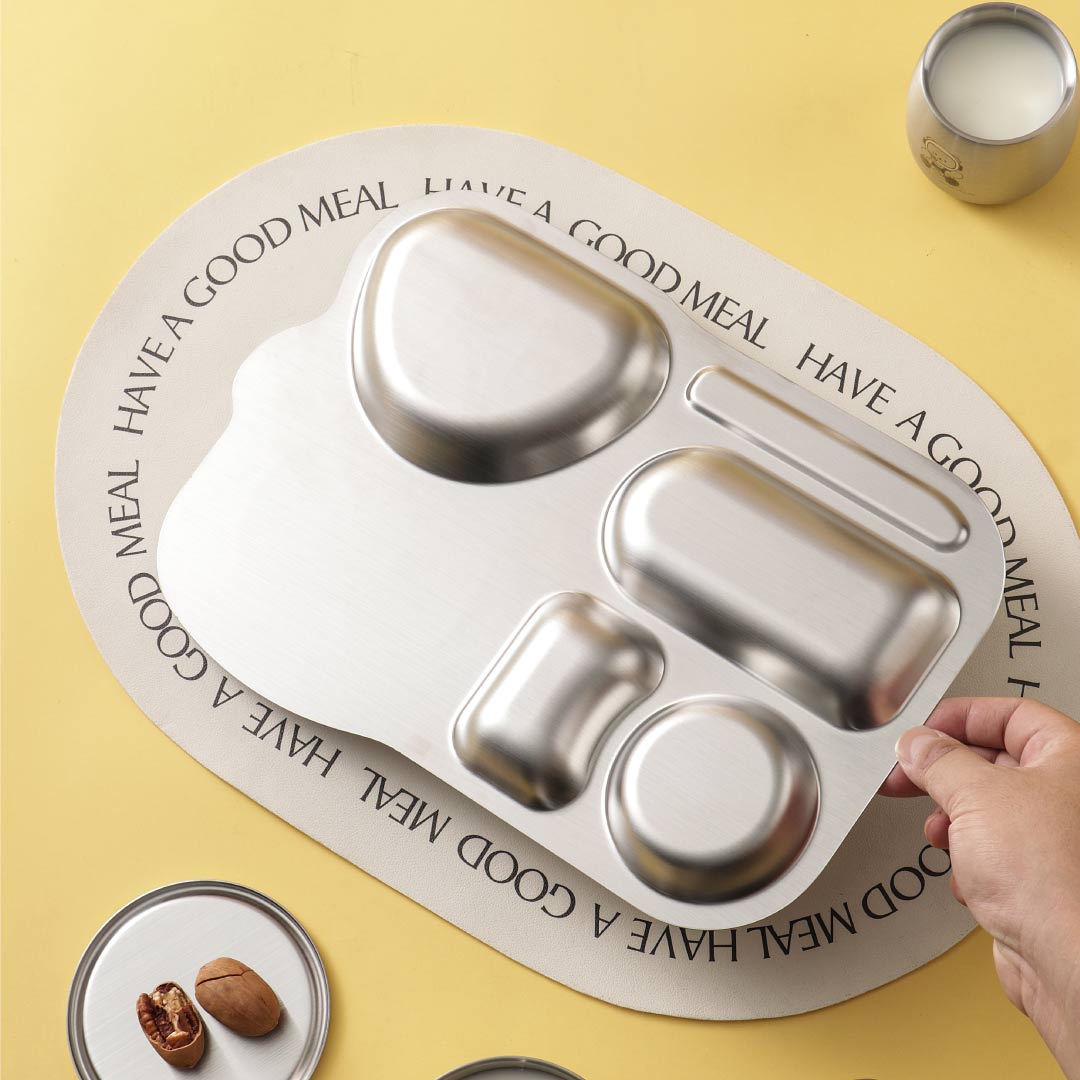 4 Compartment Stainless steel Spaceship Plate - Bear