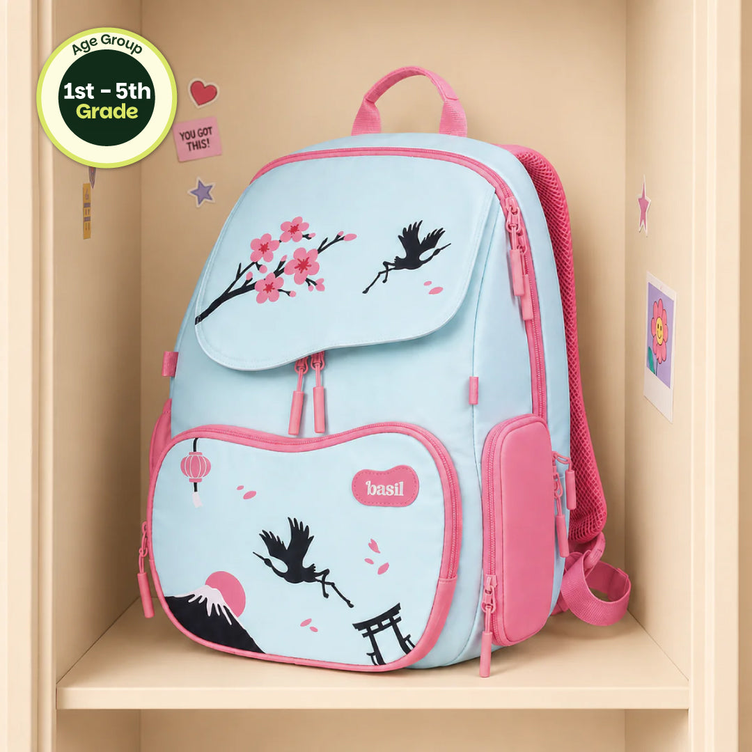 School backpack for Grades 1 to 5 with 4 spacious compartments - Sakura Bloom